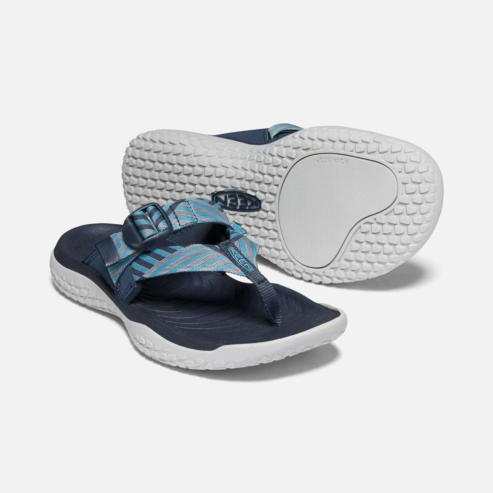 Tong Keen Femme Bleu Marine/Blanche | Solr Toe Post Sandal | IJGMA-3674